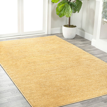 Haze Solid Low-pile Area Rug Mustard